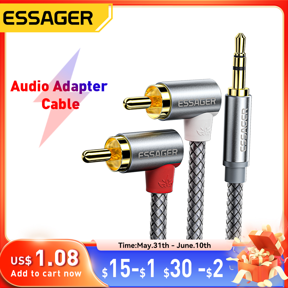 Audio Music Splitter - Essager 90 ° Angle RCA Audio