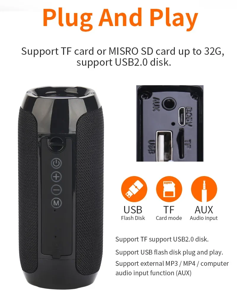 Audio Music Center - Portable Bluetooth-compatible Speaker Wireless Waterproof Column