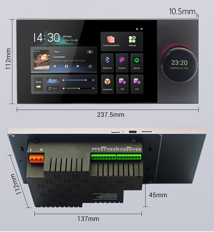 7 Inch Wall Mount Touch Screen - Audio Music Center recension och pris