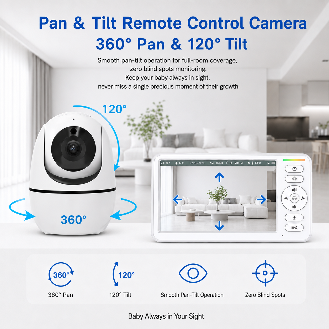 5 Inch Baby Monitor with PTZ C - Zoom Audio Music recension och pris