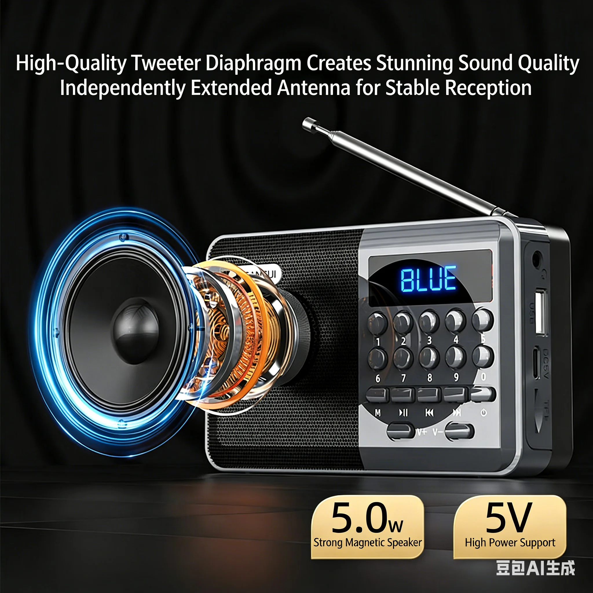 Mini FM Radio Bluetooth Speake - Audio Music Mp3 Songs recension och pris