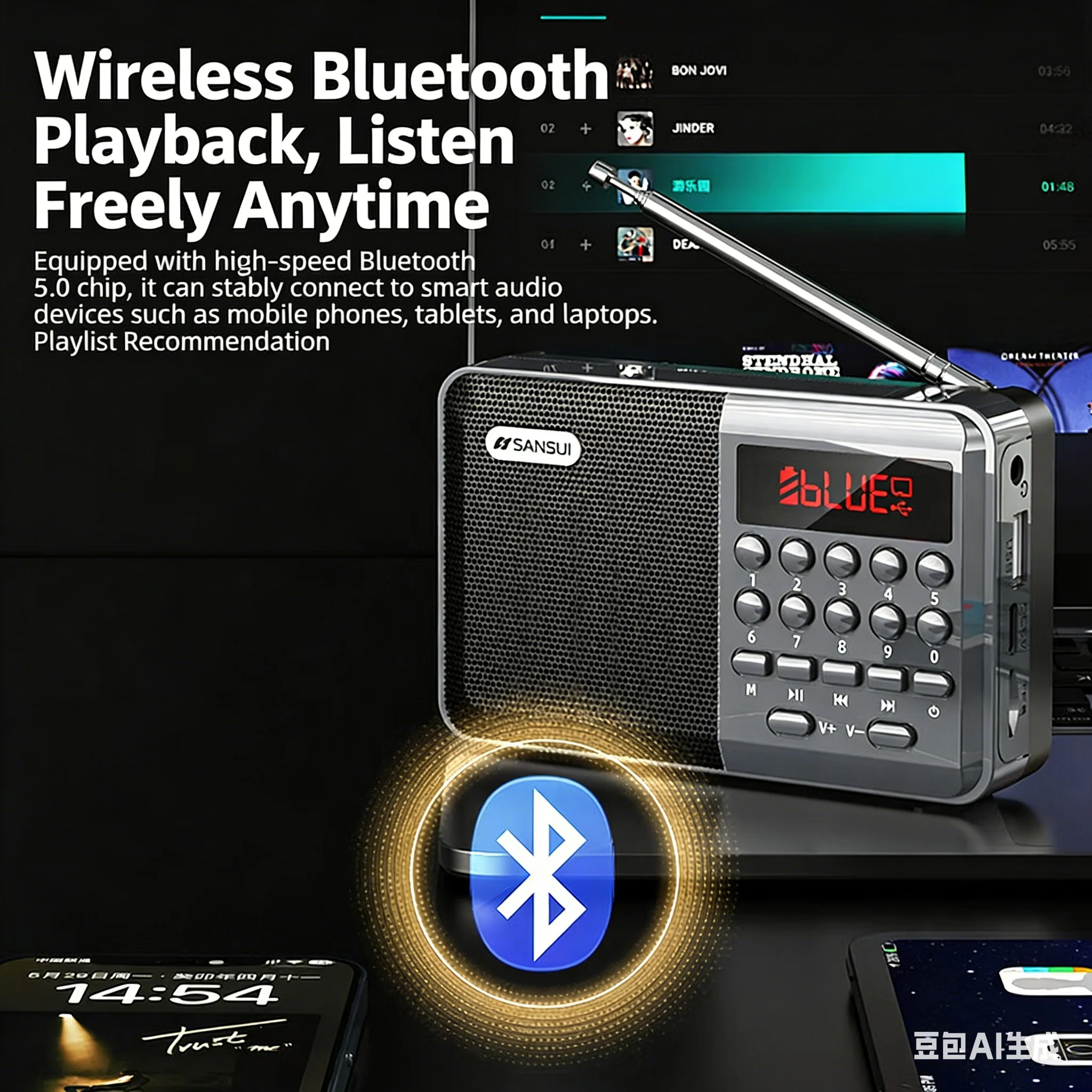 Mini FM Radio Bluetooth Speake - Audio Music Mp3 Songs recension och pris