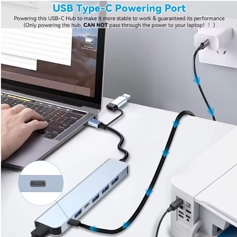 USB C Hub USB Splitter 8 in 1  - Audio Music Splitter recension och pris