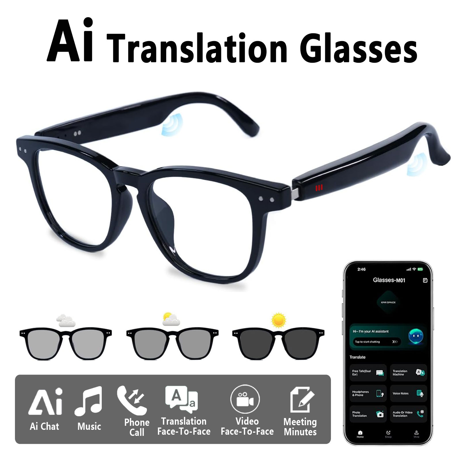 Smart audio glasses, real-time - Audio Music Apps recension och pris