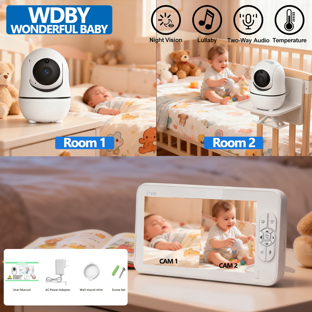 7.0 Inch HD Video Baby Monitor - Zoom Audio Music recension och pris
