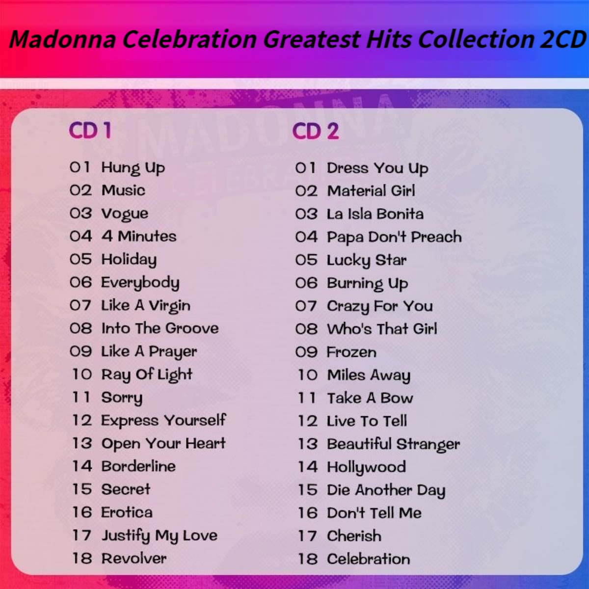 Madonna Celebration The Ultima - Audio Music In recension och pris