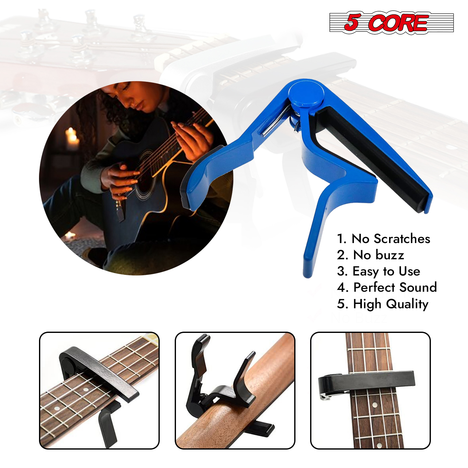5Core Capo 4Pcs Acoustic Elect - Guitar Capo Clip recension och pris