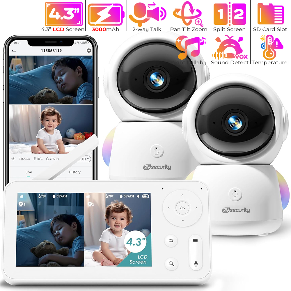 2K Baby Monitor with 2 Cameras - Audio Music Apps recension och pris