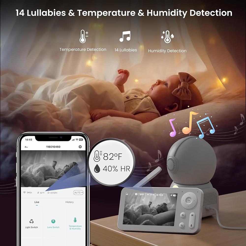 2K Baby Monitor with 2 Cameras - Audio Music Apps recension och pris